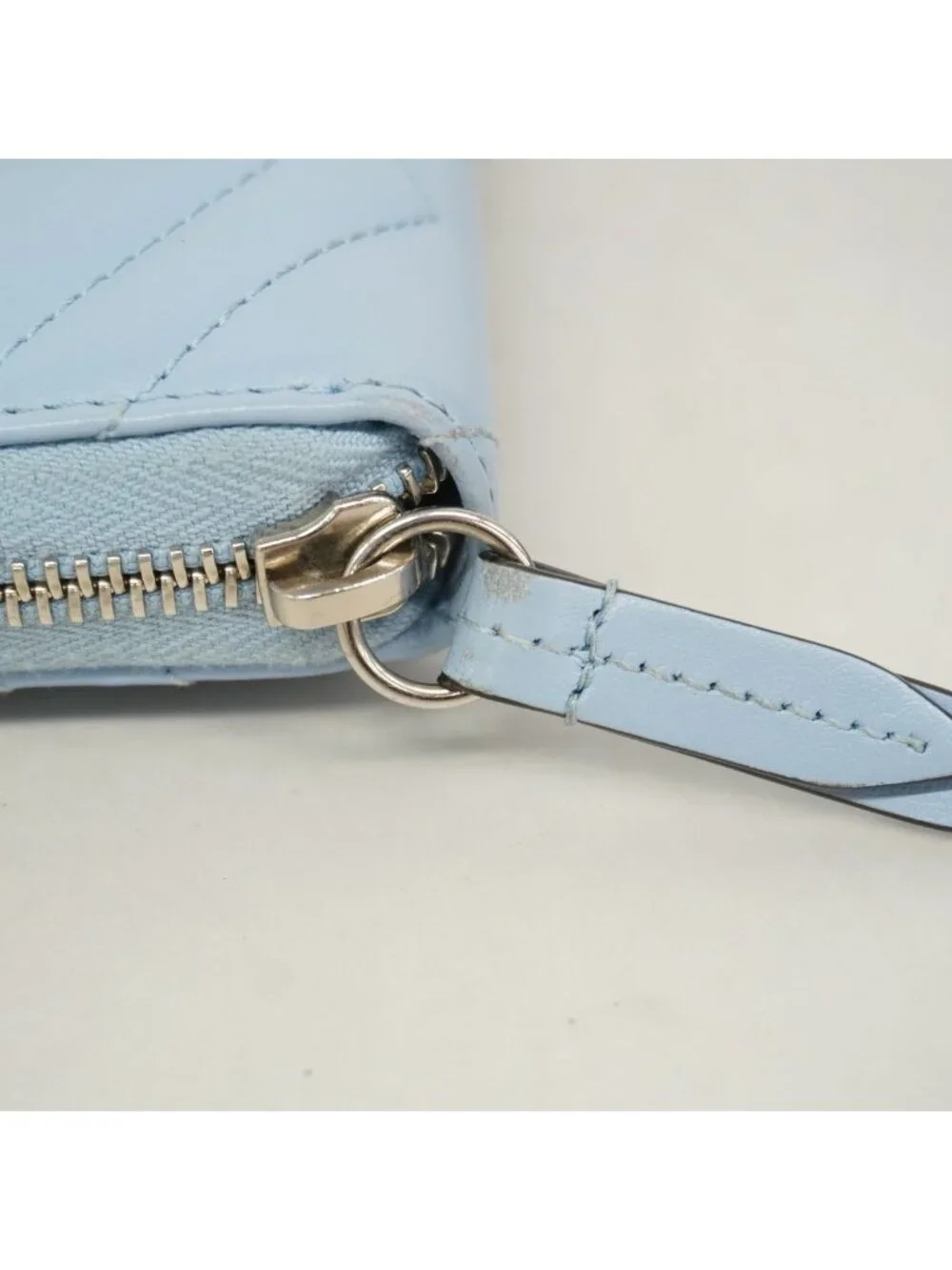 Gucci Wallet GG Marmont Leather Light Blue Silver